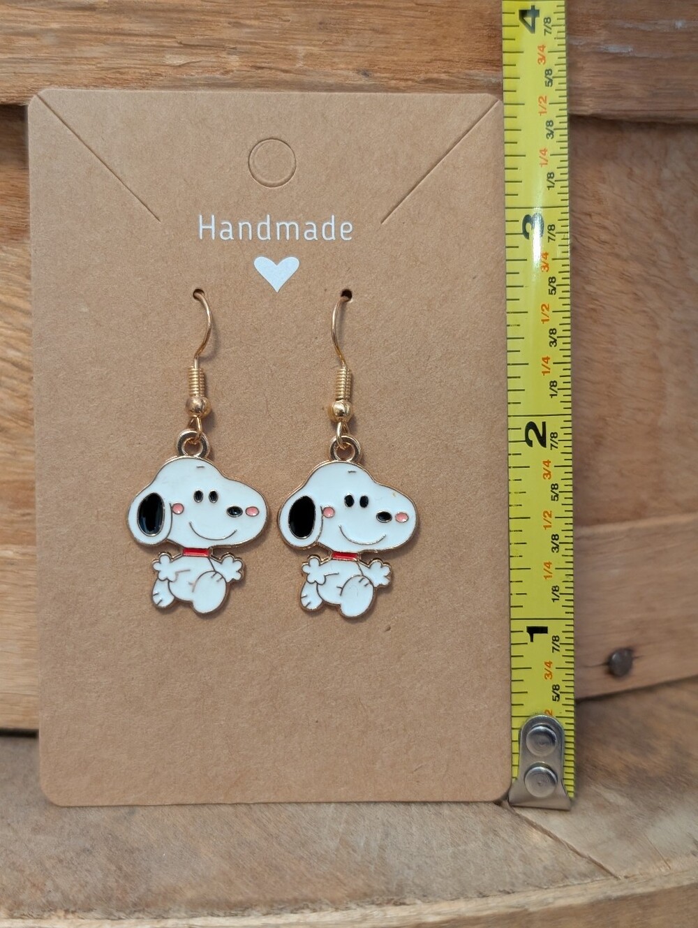Peanuts Snoopy Enamel Metal Earrings NEW
